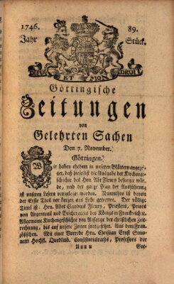 Göttingische Zeitungen von gelehrten Sachen Montag 7. November 1746