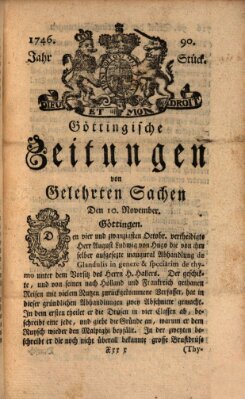 Göttingische Zeitungen von gelehrten Sachen Donnerstag 10. November 1746