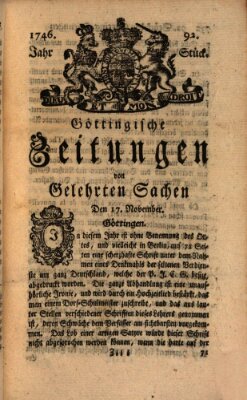 Göttingische Zeitungen von gelehrten Sachen Donnerstag 17. November 1746