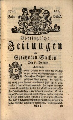 Göttingische Zeitungen von gelehrten Sachen Montag 19. Dezember 1746