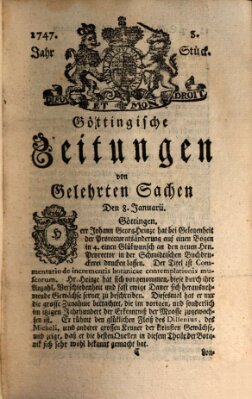 Göttingische Zeitungen von gelehrten Sachen Sonntag 8. Januar 1747