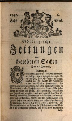 Göttingische Zeitungen von gelehrten Sachen Donnerstag 19. Januar 1747