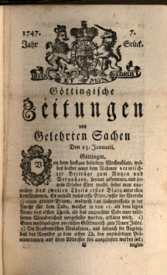 Göttingische Zeitungen von gelehrten Sachen Montag 23. Januar 1747