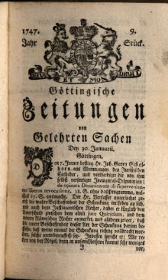 Göttingische Zeitungen von gelehrten Sachen Montag 30. Januar 1747