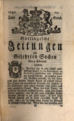 Göttingische Zeitungen von gelehrten Sachen Donnerstag 9. Februar 1747