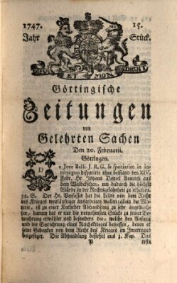 Göttingische Zeitungen von gelehrten Sachen Montag 20. Februar 1747