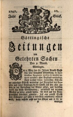 Göttingische Zeitungen von gelehrten Sachen Donnerstag 9. März 1747