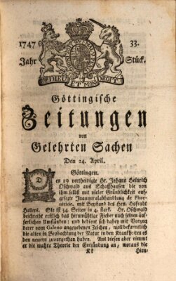 Göttingische Zeitungen von gelehrten Sachen Montag 24. April 1747