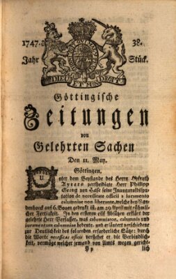 Göttingische Zeitungen von gelehrten Sachen Donnerstag 11. Mai 1747