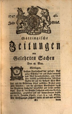 Göttingische Zeitungen von gelehrten Sachen Donnerstag 18. Mai 1747