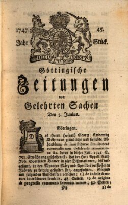 Göttingische Zeitungen von gelehrten Sachen Montag 5. Juni 1747