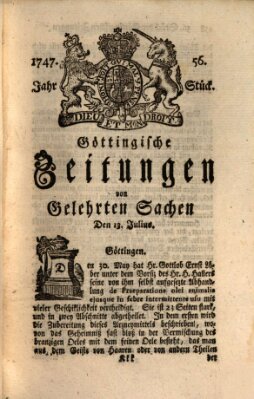 Göttingische Zeitungen von gelehrten Sachen Donnerstag 13. Juli 1747