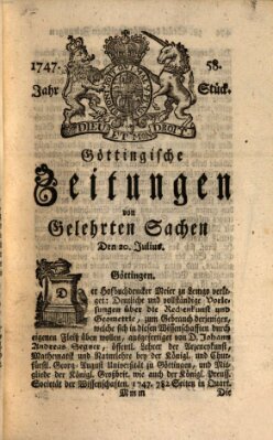 Göttingische Zeitungen von gelehrten Sachen Donnerstag 20. Juli 1747