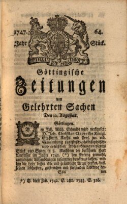 Göttingische Zeitungen von gelehrten Sachen Donnerstag 10. August 1747