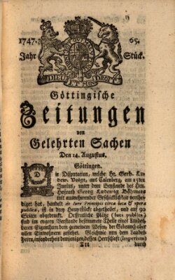 Göttingische Zeitungen von gelehrten Sachen Montag 14. August 1747