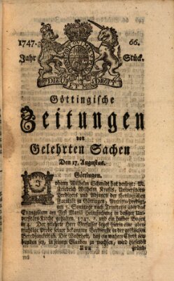 Göttingische Zeitungen von gelehrten Sachen Donnerstag 17. August 1747