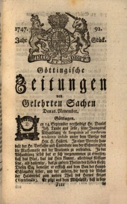 Göttingische Zeitungen von gelehrten Sachen Donnerstag 16. November 1747