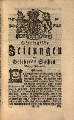 Göttingische Zeitungen von gelehrten Sachen Donnerstag 23. November 1747