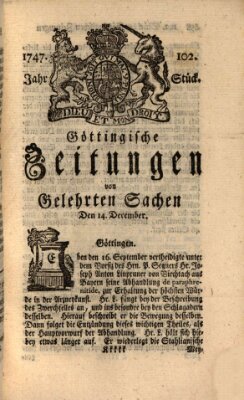 Göttingische Zeitungen von gelehrten Sachen Donnerstag 14. Dezember 1747