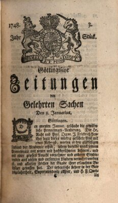 Göttingische Zeitungen von gelehrten Sachen Montag 8. Januar 1748