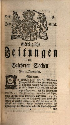 Göttingische Zeitungen von gelehrten Sachen Montag 22. Januar 1748