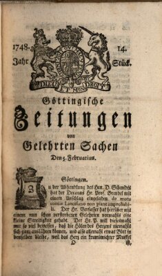 Göttingische Zeitungen von gelehrten Sachen Montag 5. Februar 1748