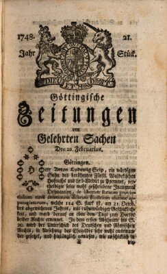 Göttingische Zeitungen von gelehrten Sachen Donnerstag 22. Februar 1748