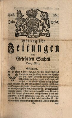 Göttingische Zeitungen von gelehrten Sachen Donnerstag 7. März 1748