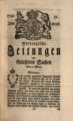 Göttingische Zeitungen von gelehrten Sachen Donnerstag 21. März 1748