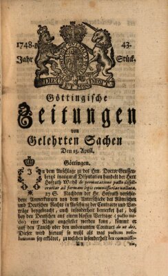 Göttingische Zeitungen von gelehrten Sachen Montag 15. April 1748