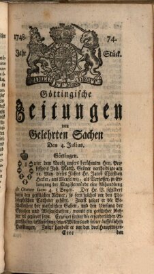 Göttingische Zeitungen von gelehrten Sachen Donnerstag 4. Juli 1748