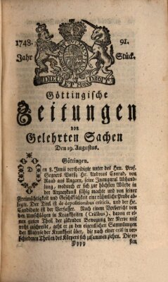 Göttingische Zeitungen von gelehrten Sachen Montag 19. August 1748