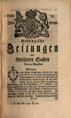 Göttingische Zeitungen von gelehrten Sachen Donnerstag 29. August 1748