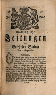 Göttingische Zeitungen von gelehrten Sachen Montag 2. September 1748