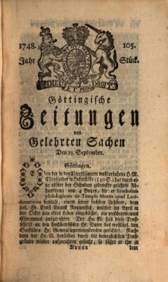 Göttingische Zeitungen von gelehrten Sachen Montag 23. September 1748