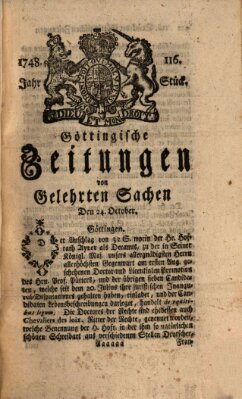 Göttingische Zeitungen von gelehrten Sachen Donnerstag 24. Oktober 1748