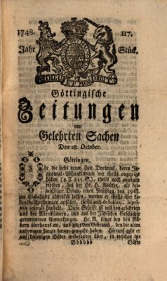 Göttingische Zeitungen von gelehrten Sachen Montag 28. Oktober 1748