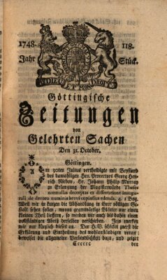 Göttingische Zeitungen von gelehrten Sachen Donnerstag 31. Oktober 1748