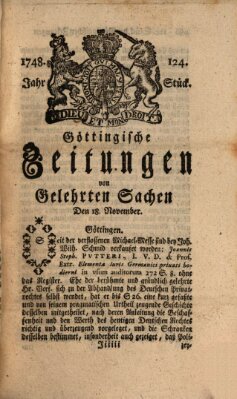 Göttingische Zeitungen von gelehrten Sachen Montag 18. November 1748