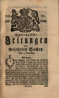 Göttingische Zeitungen von gelehrten Sachen Donnerstag 5. Dezember 1748