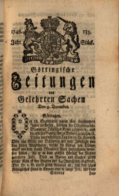 Göttingische Zeitungen von gelehrten Sachen Montag 9. Dezember 1748