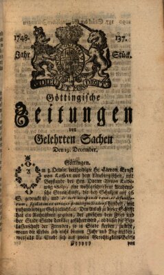 Göttingische Zeitungen von gelehrten Sachen Donnerstag 19. Dezember 1748