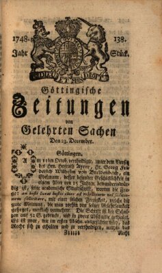 Göttingische Zeitungen von gelehrten Sachen Montag 23. Dezember 1748