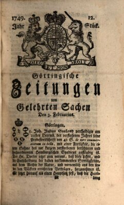 Göttingische Zeitungen von gelehrten Sachen Montag 3. Februar 1749