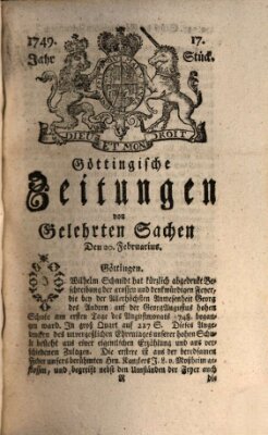 Göttingische Zeitungen von gelehrten Sachen Donnerstag 20. Februar 1749