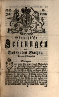 Göttingische Zeitungen von gelehrten Sachen Montag 24. Februar 1749