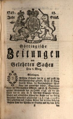 Göttingische Zeitungen von gelehrten Sachen Donnerstag 6. März 1749