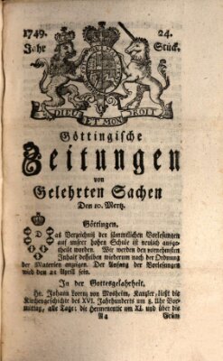 Göttingische Zeitungen von gelehrten Sachen Montag 10. März 1749