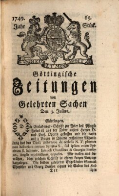 Göttingische Zeitungen von gelehrten Sachen Donnerstag 3. Juli 1749