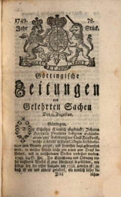 Göttingische Zeitungen von gelehrten Sachen Montag 11. August 1749